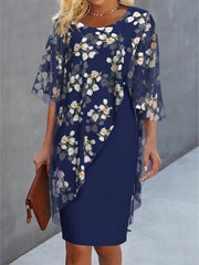 Floral Patchwork Chiffon Party Dress