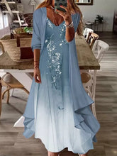 Floral Print Half Sleeves V Neck Casual Dress