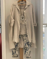 Plus Size Khaki Tank Top Trouser Cardigan Three Piece Set