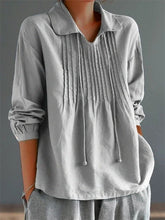 Floral Print Notched Long Sleeve Loose Blouse