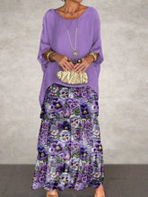 Crew Neck Vacation Loose Floral Maxi Dress