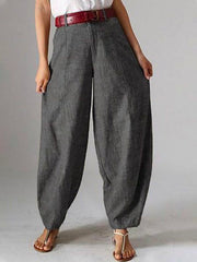 Cotton Plain Long Pocket Stitching Pants