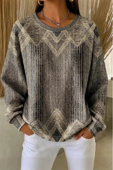 Casual Crew Neck Abstract Sweatshirt Printing