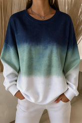 Casual Multicolor Block Crew Neck Long Sleeve Sweatshirt