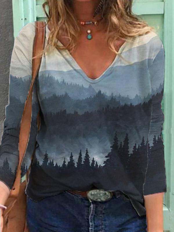 Misty Morning Tree Line Sweater