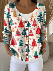 Casual Button Knit Jacket with Timeless Shape