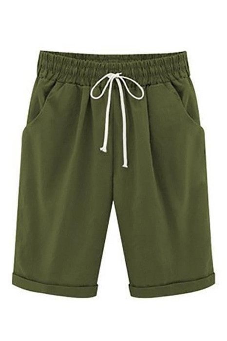 Plain with Pockets Sashes Holiday Loose Shorts