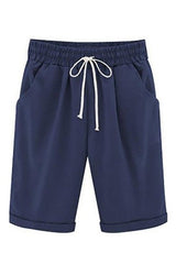 Plain with Pockets Sashes Holiday Loose Shorts