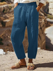 Drawstring Pocket Cotton Casual Pants