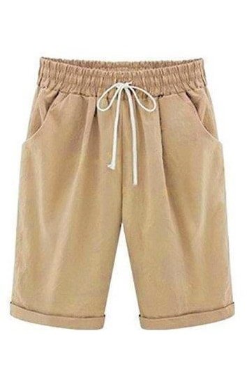 Plain with Pockets Sashes Holiday Loose Shorts