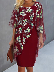 Floral Patchwork Chiffon Party Dress