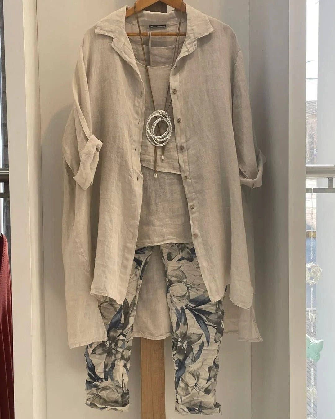 Plus Size Khaki Tank Top Trouser Cardigan Three Piece Set