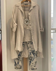 Plus Size Khaki Tank Top Trouser Cardigan Three Piece Set