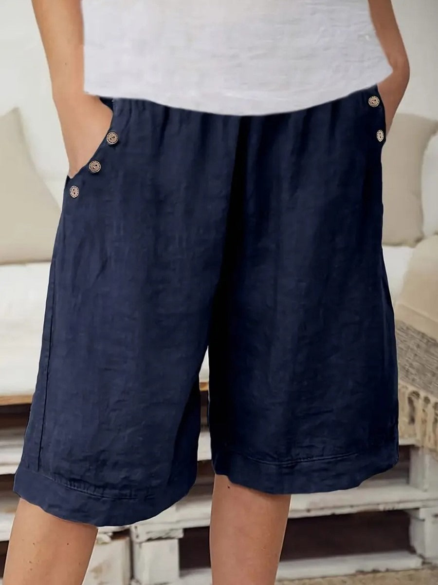 Basic Solid Color Casual Shorts