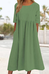 Plain Loose Maxi Dress With Pockets