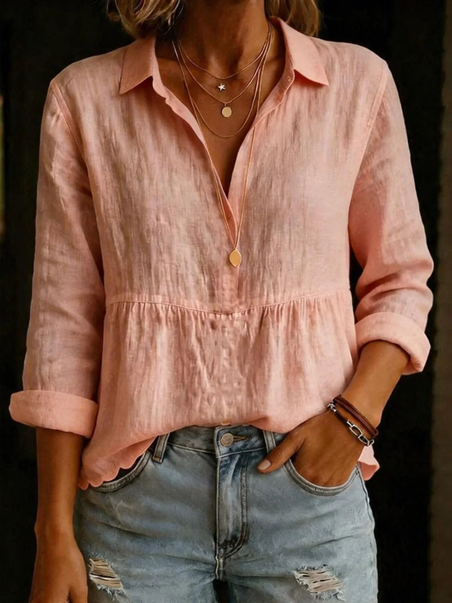 Plain Solid Color Cotton Shirt