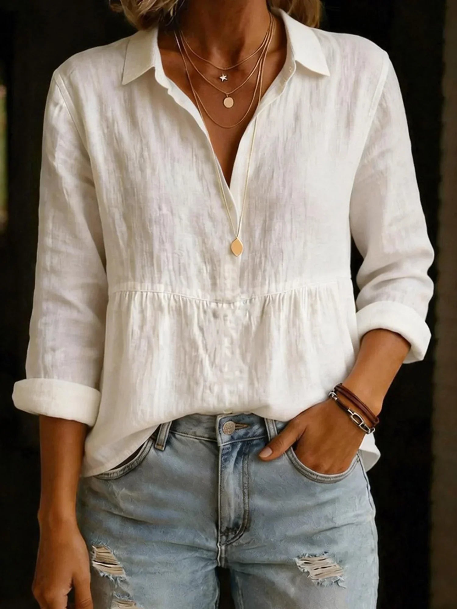 Plain Solid Color Cotton Shirt