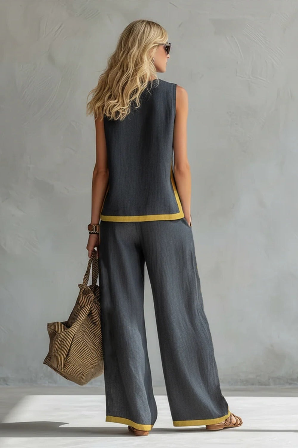 Relaxation Sleeveless Elegant Cotton and Linen Set
