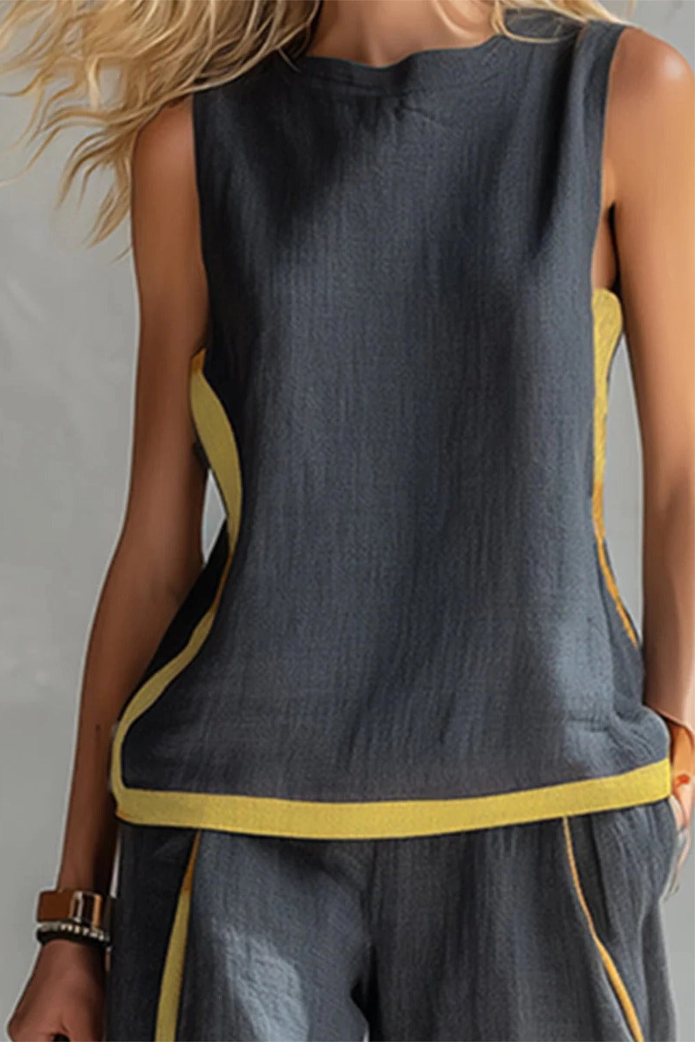 Relaxation Sleeveless Elegant Cotton and Linen Set