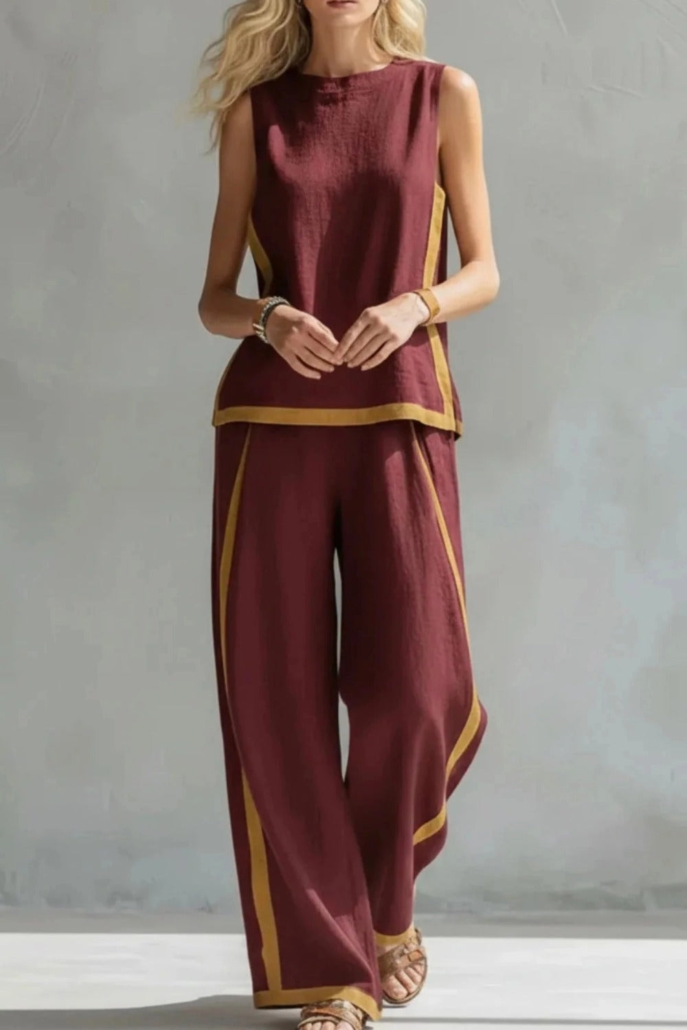 Relaxation Sleeveless Elegant Cotton and Linen Set