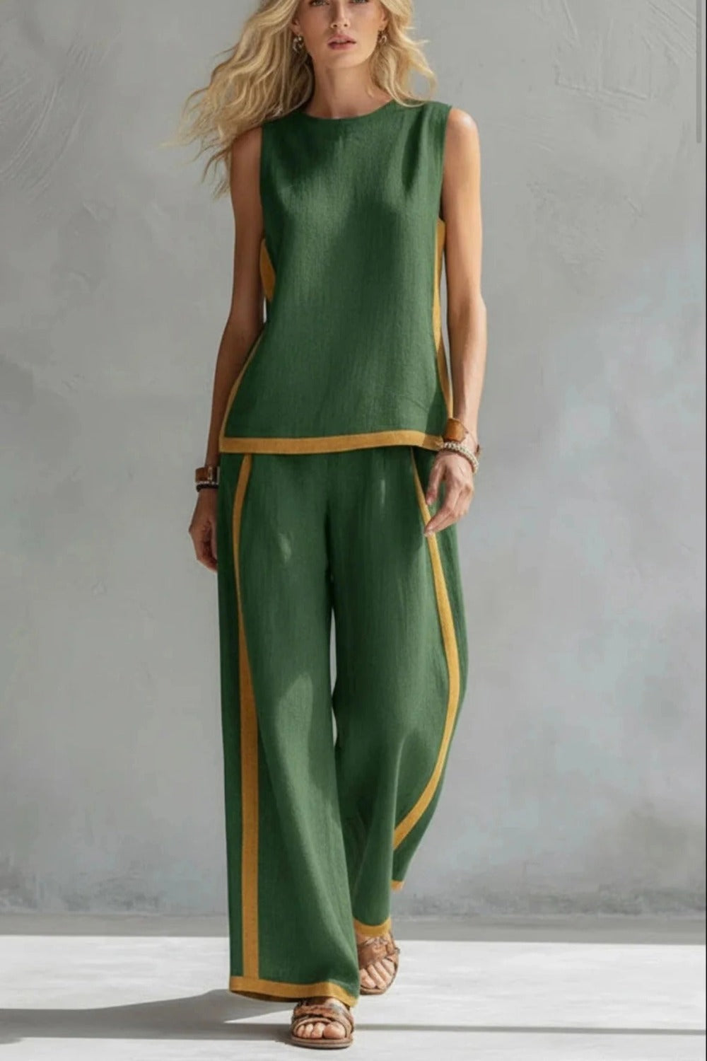 Relaxation Sleeveless Elegant Cotton and Linen Set