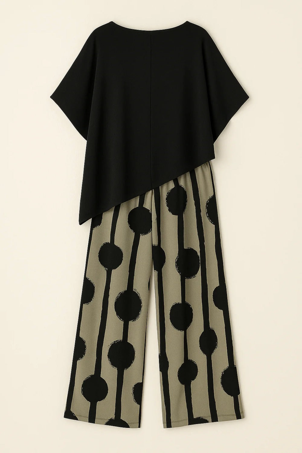 Asymmetric Hemmed Shirt And Striped Pants Two Piece Set