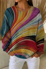 Casual Crew Neck Abstract Sweatshirt Printing