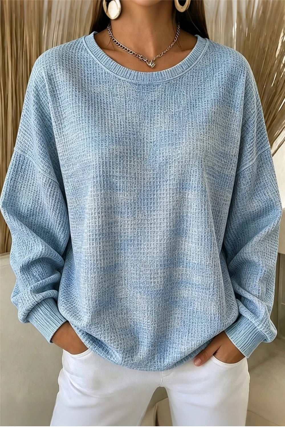 Casual Crew Neck Ombre Sweatshirt