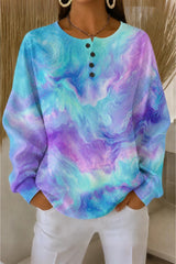 Casual Henley Collar Ombre Sweatshirt