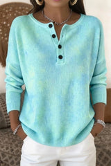 Casual Ombre Henley Collar Long Sleeve Sweater
