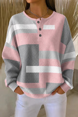 Casual Abstract Henley Collar Long Sleeve Sweatshirt