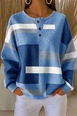 Casual Abstract Henley Collar Long Sleeve Sweatshirt