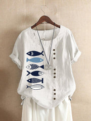 Animal Print O-neck Short Sleeves T-shirt